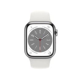 Apple Watch | Series 8 (GPS + Cellular) | Smart watch | Stainless steel | 41 mm | Silver | White | Apple Pay | 4G | Water-resist