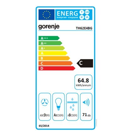 Gorenje | Okap | TH62E4BG | Klasa efektywności energetycznej C | Teleskopowy | Szerokość 60 cm | 450 m³/h | Sterowanie mechanicz Gorenje | Okap | TH62E4BG | Klasa efektywności energetycznej C | Teleskopowy | Szerokość 60 cm | 450 m³/h | Sterowanie mechanicz