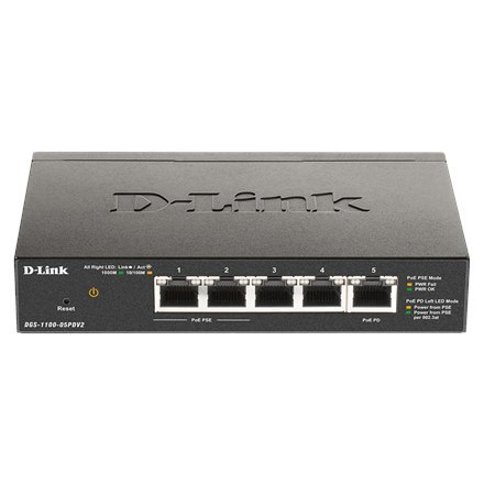 D-Link | 5-Port Gigabit PoE Smart Managed Switch and PoE Extender | DGS-1100-05PDV2 | Web managed | Desktop | 1 Gbps (RJ-45) por