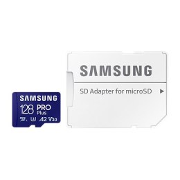 Samsung | MicroSD Card with SD Adapter | PRO Plus | 128 GB | microSDXC Memory Card | Flash memory class U3, V30, A2 | SD adapter