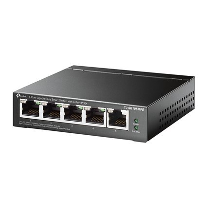 TP-LINK | 5-Port Gigabit Easy Smart Switch with 4-Port PoE+ | TL-SG105MPE | Managed L2 | Desktop | 1 Gbps (RJ-45) ports quantity