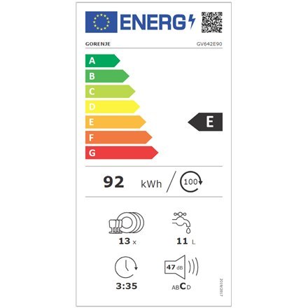 Gorenje | Do zabudowy | Szerokość 59,8 cm | Liczba nakryć 13 | Liczba programów 6 | Klasa efektywności energetycznej E | Wyświet Gorenje | Do zabudowy | Szerokość 59,8 cm | Liczba nakryć 13 | Liczba programów 6 | Klasa efektywności energetycznej E | Wyświet