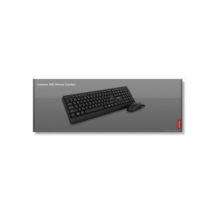 Lenovo | 160 Combo | Klawiatura | Przewodowa | Mysz w zestawie | US | Czarny | USB-A 2.0 Lenovo | 160 Combo | Klawiatura | Przewodowa | Mysz w zestawie | US | Czarny | USB-A 2.0