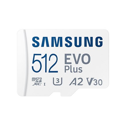 Samsung | microSD Card | EVO PLUS | 512 GB | MicroSDXC | Flash memory class 10 | SD adapter