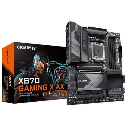 Gigabyte | X670 GAMING X AX 1.0 M/B | Processor family AMD | Processor socket AM5 | DDR5 DIMM | Memory slots 4 | Supported hard 