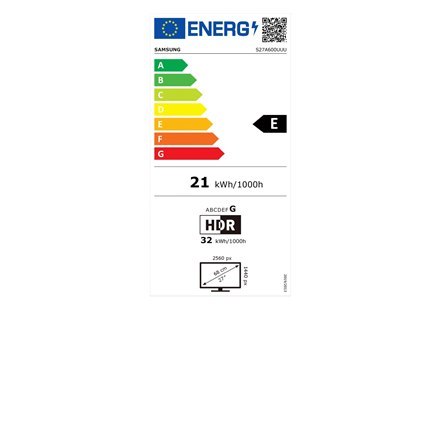 Samsung | LS27A600UUUXEN | 27 " | IPS | QHD | 16:9 | 5 ms | 300 cd/m² | Czarny | Porty HDMI w ilości 1 | 75 Hz