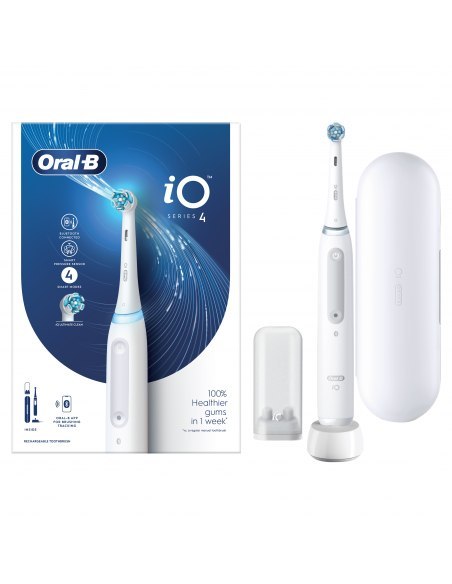 Oral-B | iO4 | Elektryczna szczoteczka do zębów | Akumulatorowa | Dla dorosłych | ml | Liczba główek | Całkiem biała | Liczba gł