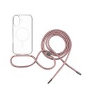 Fixed | MagPure Neck | Back Cover with Lanyard | Apple | iPhone 16 Plus | TPU | Clear, Pink Fixed | MagPure Neck | Back Cover with Lanyard | Apple | iPhone 16 Plus | TPU | Clear, Pink