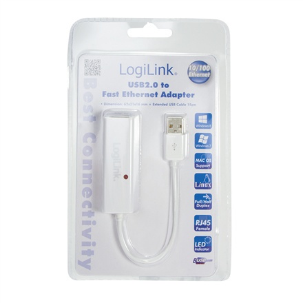 Logilink | Adapter USB 2.0 do Fast Ethernet RJ45 | Adapter sieciowy | Fast Ethernet | USB 2.0 Logilink | Adapter USB 2.0 do Fast Ethernet RJ45 | Adapter sieciowy | Fast Ethernet | USB 2.0