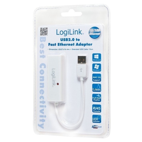 Logilink | Adapter USB 2.0 do Fast Ethernet RJ45 | Adapter sieciowy | Fast Ethernet | USB 2.0 Logilink | Adapter USB 2.0 do Fast Ethernet RJ45 | Adapter sieciowy | Fast Ethernet | USB 2.0