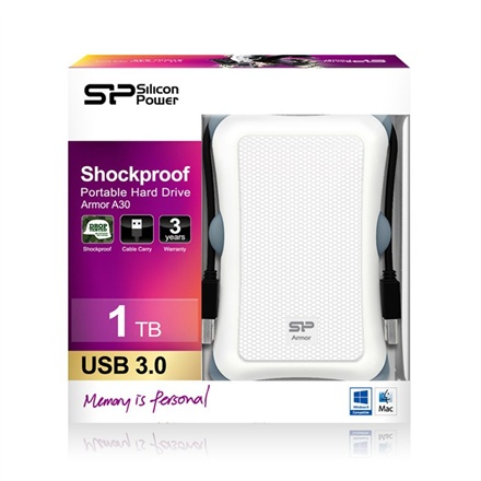 SILICON POWER Armor | Przenośny | Dysk twardy | 1 TB | USB 3.0 | Biały SILICON POWER Armor | Przenośny | Dysk twardy | 1 TB | USB 3.0 | Biały