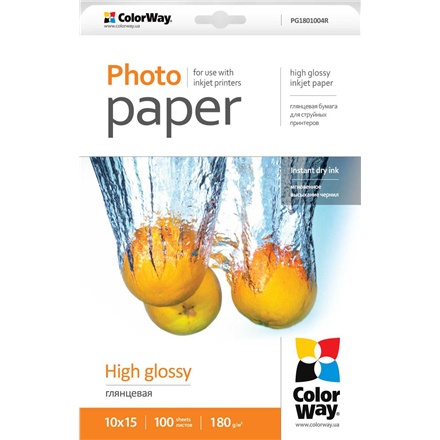ColorWay | Błyszczący | Papier | 100 x 150 mm | 180 g/m² | 100 arkuszy ColorWay | Błyszczący | Papier | 100 x 150 mm | 180 g/m² | 100 arkuszy