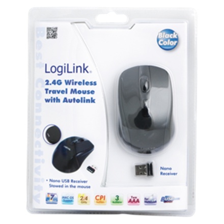 Logilink | Maus optisch Funk 2.4 GHz | 2.4GH bezprzewodowa mini mysz z autolink | bezprzewodowa | czarna Logilink | Maus optisch Funk 2.4 GHz | 2.4GH bezprzewodowa mini mysz z autolink | bezprzewodowa | czarna