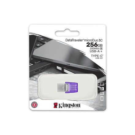 Kingston | DataTraveler | DT Micro Duo 3C | 256 GB | USB Type-C i Type-A | Fioletowy Kingston | DataTraveler | DT Micro Duo 3C | 256 GB | USB Type-C i Type-A | Fioletowy