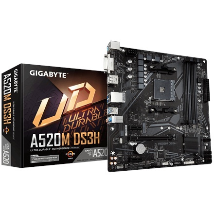 Gigabyte | A520M DS3H | Processor family AMD | Processor socket AM4 | DDR4 DIMM | Memory slots 4 | Number of SATA connectors 4 | Gigabyte | A520M DS3H | Processor family AMD | Processor socket AM4 | DDR4 DIMM | Memory slots 4 | Number of SATA connectors 4 |