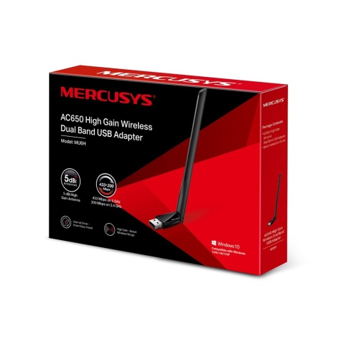 Mercusys | AC650 | Adapter sieciowy | IEEE 802.11b | IEEE 802.11a | IEEE 802.11g | IEEE 802.11n | IEEE 802.11ac | USB 2.0 Mercusys | AC650 | Adapter sieciowy | IEEE 802.11b | IEEE 802.11a | IEEE 802.11g | IEEE 802.11n | IEEE 802.11ac | USB 2.0