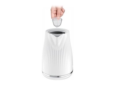 Czajnik elektryczny TEFAL KO250130 o mocy 2400 W i pojemności 1.7 L - plastikowy, biały kociołek z obrotową podstawą 360°. Czajnik elektryczny TEFAL KO250130 o mocy 2400 W i pojemności 1.7 L - plastikowy, biały kociołek z obrotową podstawą 360°.