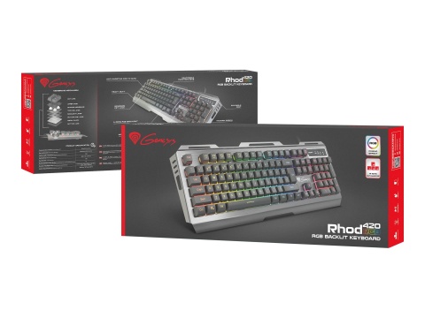 Genesis | Rhod 420 | Klawiatura dla graczy | Przewodowa | Podświetlenie LED RGB | USA | 1,6 m | Czarna Genesis | Rhod 420 | Klawiatura dla graczy | Przewodowa | Podświetlenie LED RGB | USA | 1,6 m | Czarna