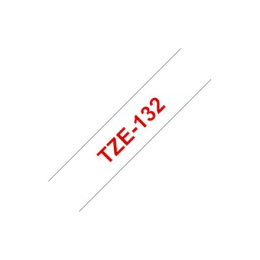 Brother TZe-132 Laminated Tape Red on Clear, TZe, 8 m, 1.2 cm