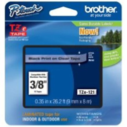 Brother TZe-121 Laminated Tape Black on Clear, TZe, 8 m, 9 mm