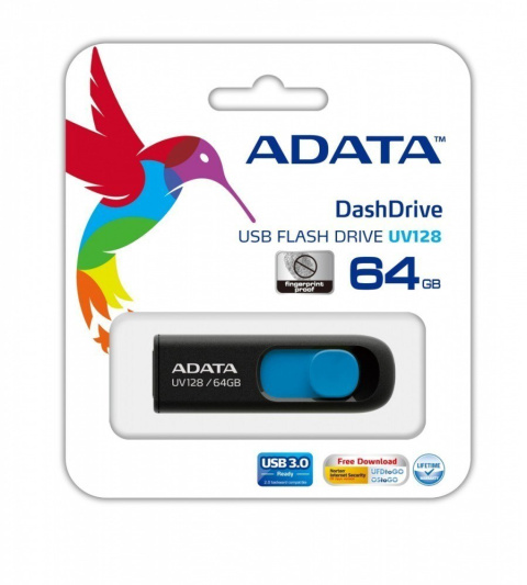 ADATA | UV128 | 64 GB | USB 3.0 | Czarny/Niebieski ADATA | UV128 | 64 GB | USB 3.0 | Czarny/Niebieski