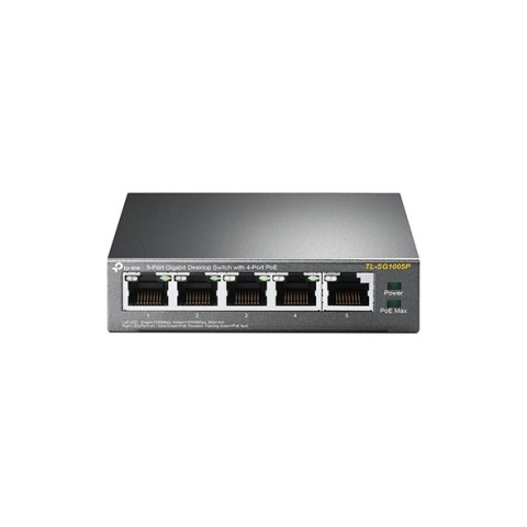 TP-LINK | Switch | TL-SG1005P | Niezarządzalny | Desktop | Porty 1 Gb/s (RJ-45) w liczbie 5 | Porty PoE w liczbie 4 | Typ zasila